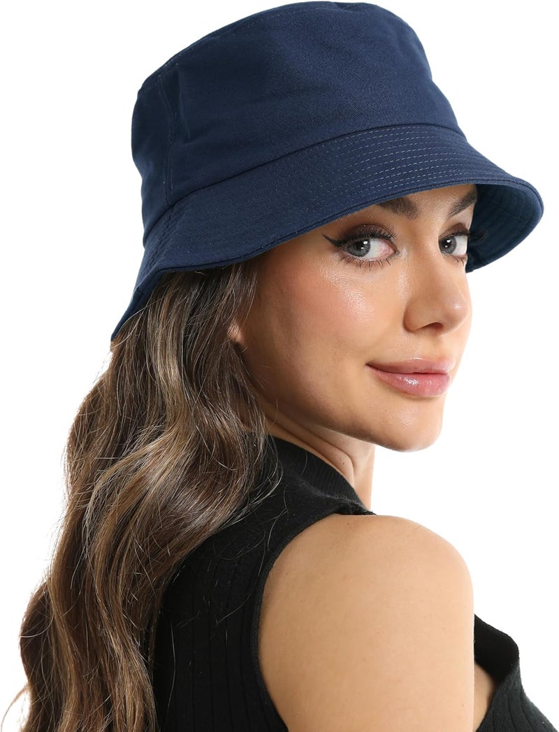 Wheebo Solid Color Bucket Hat for Women Summer Beach Fishmen Hat for Lady Adult Unisex Cotton Cap…… - Image 3
